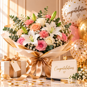 Congratulatory flower bouquet